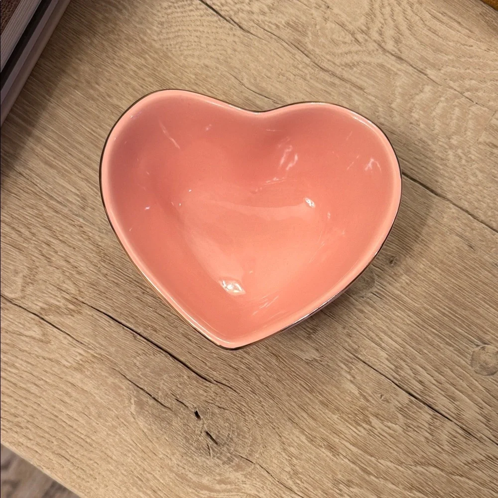 Target Pink Heart-Shaped Bowl with Gold Rim
